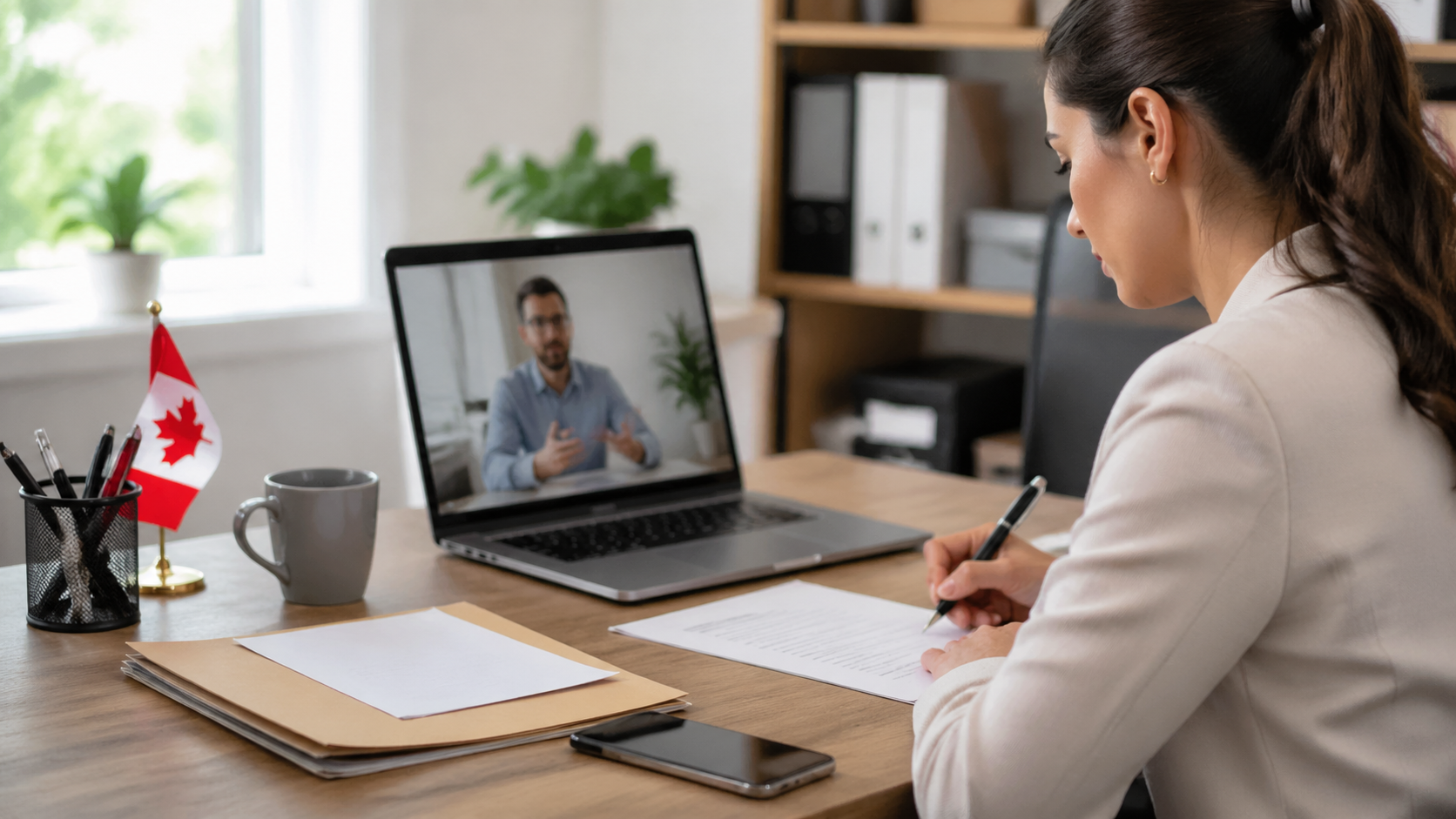 Visioconférence professionnelle pour l'assermentation d'une lettre d'invitation