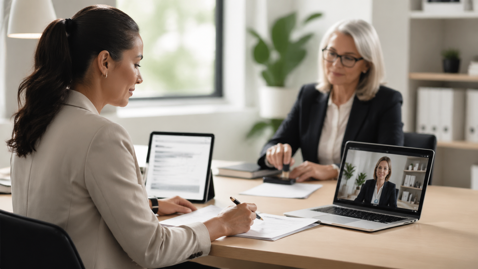 Visioconférence professionnelle pour une déclaration de pension alimentaire sous serment avec documents administratifs canadiens