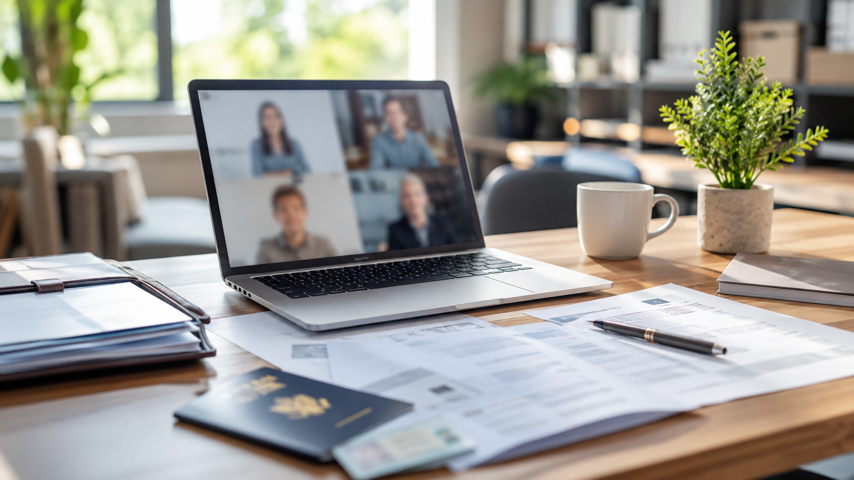 Visioconférence professionnelle pour une déclaration de vol de documents en contexte administratif