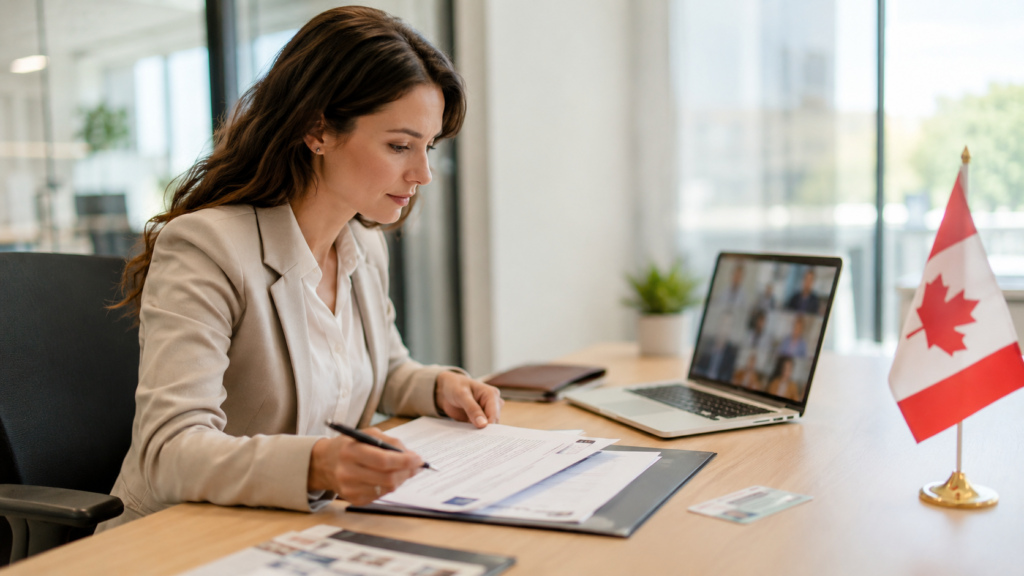 Signature en ligne pour déclaration de capacité matrimoniale dans un bureau moderne et professionnel