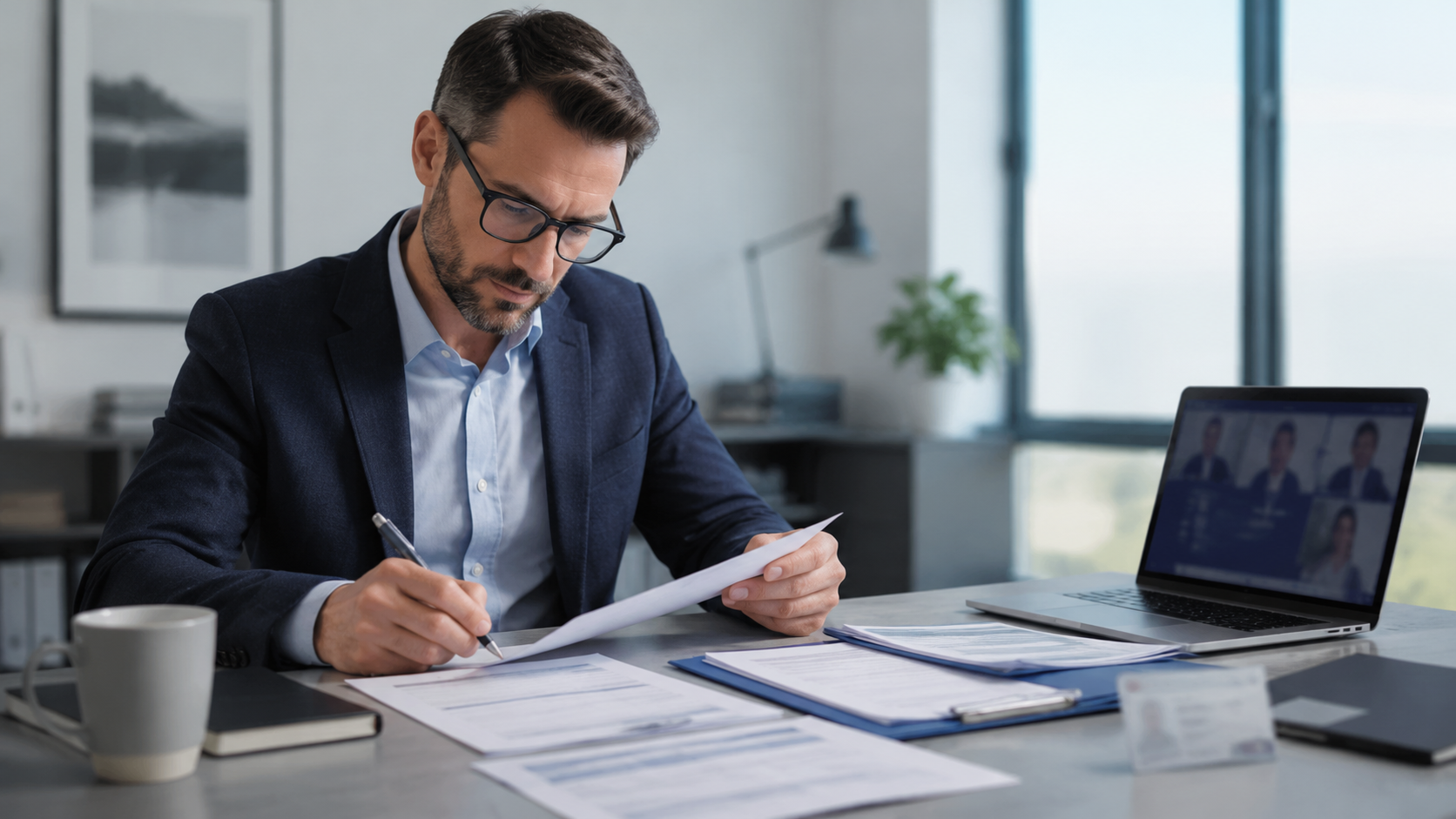 Visioconférence professionnelle pour finaliser une déclaration de non-résidence fiscale à distance